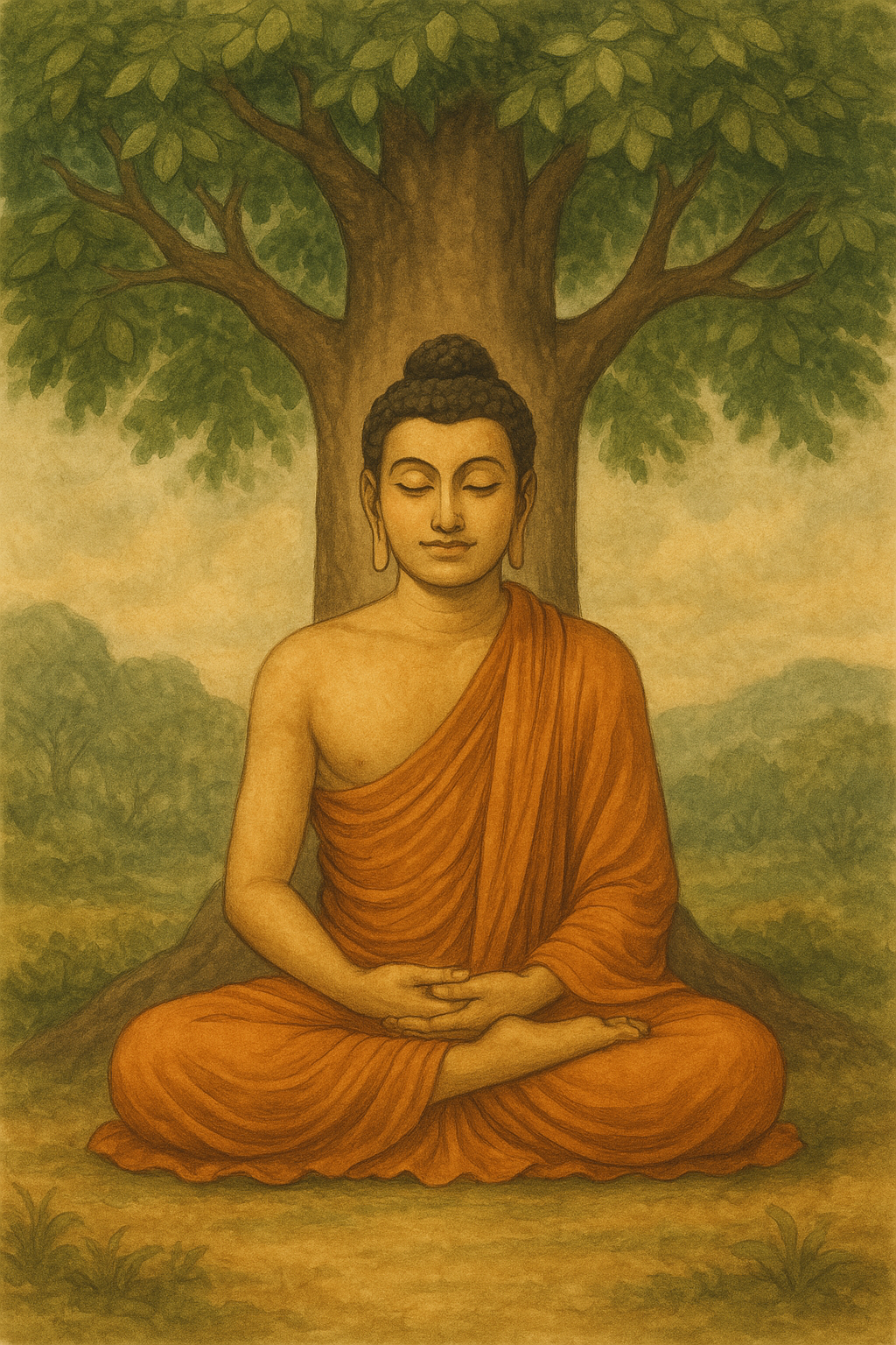 El Buda sonriendo bajo un árbol